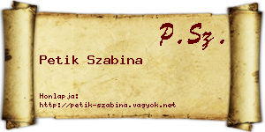 Petik Szabina névjegykártya
